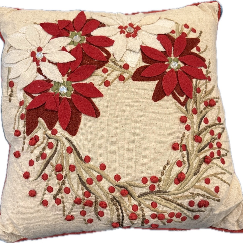 Pier 1 Red and Cream Holiday Pillow